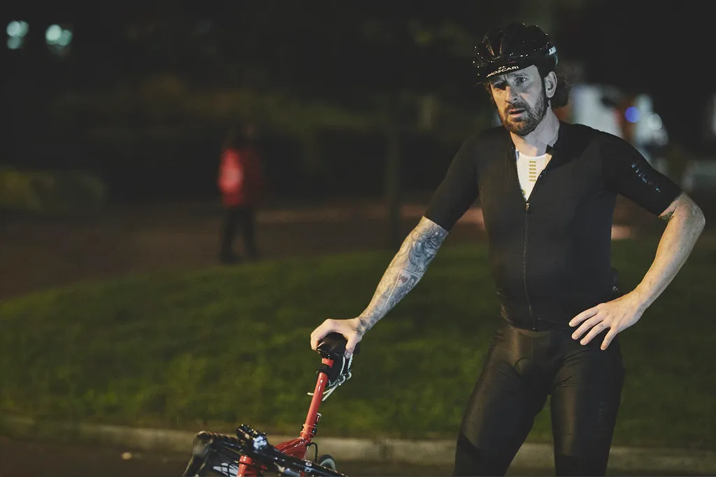 Sir Bradley Wiggins at the finish line of Rapha Manchester to London with Pinarello Dogma
