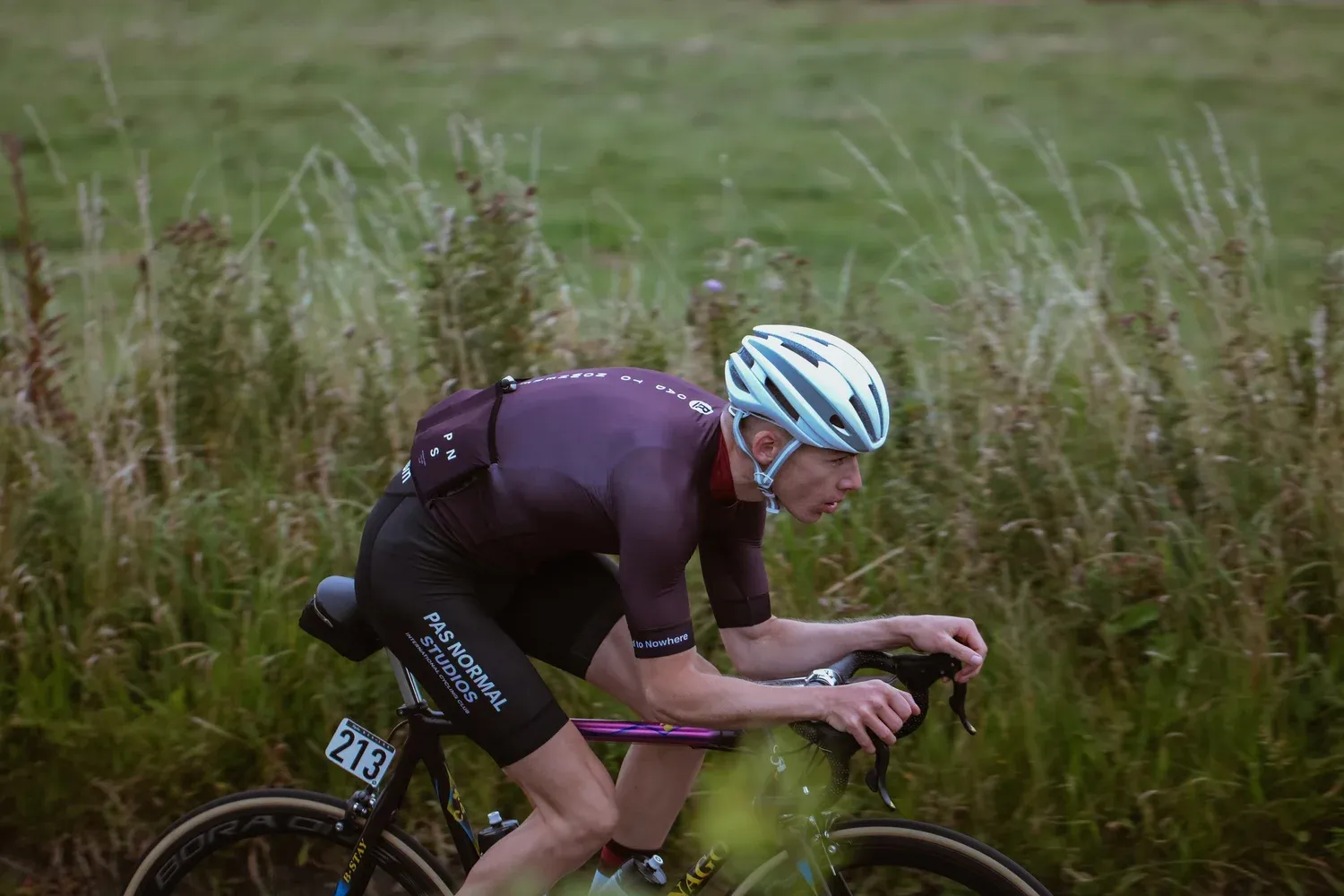 Riding Manchester to London 2017 in Pas Normal Studios kit on a Colnago C40