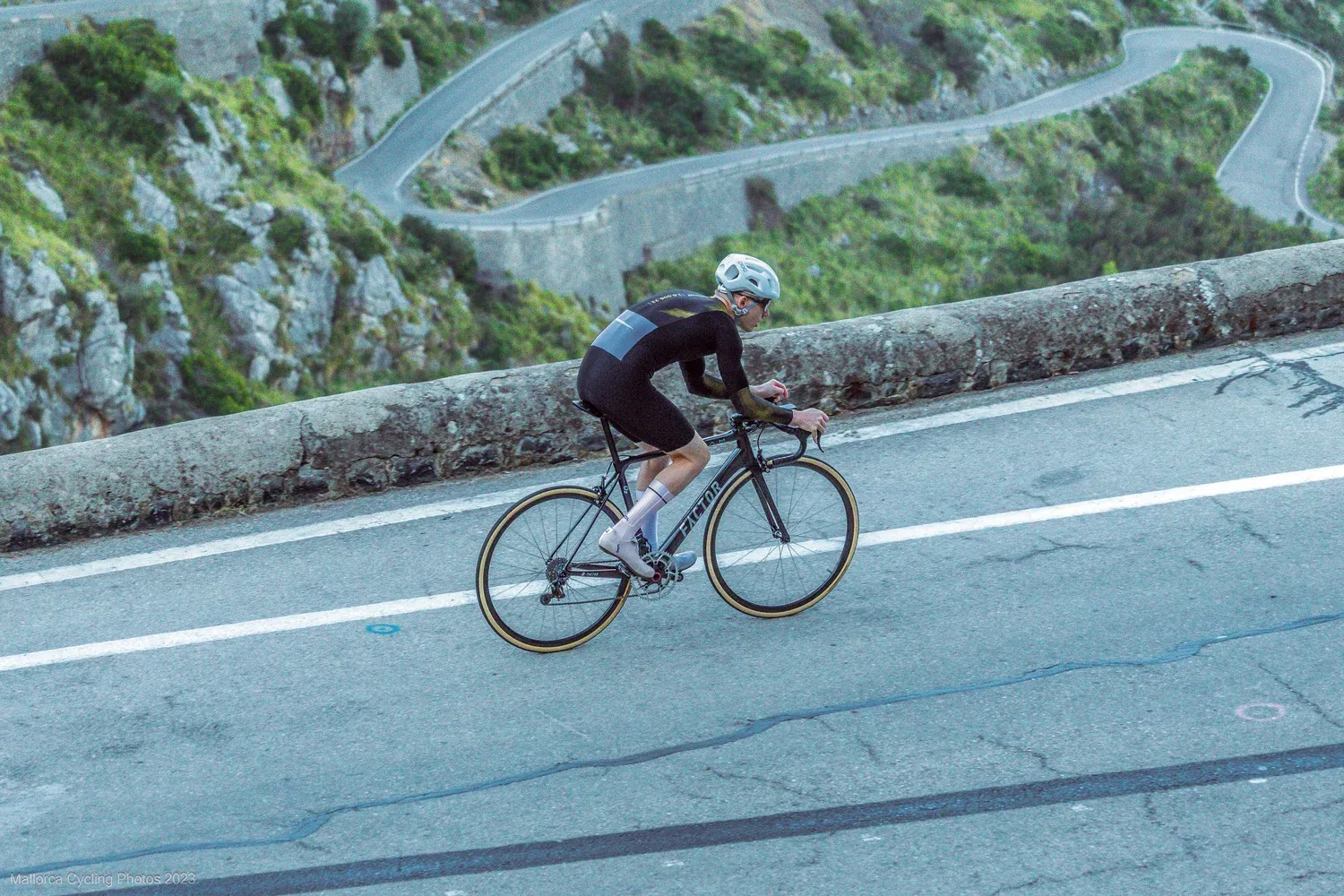 Climbing Sa Calobra in Mallorca during sub-30 minute hill climb effort